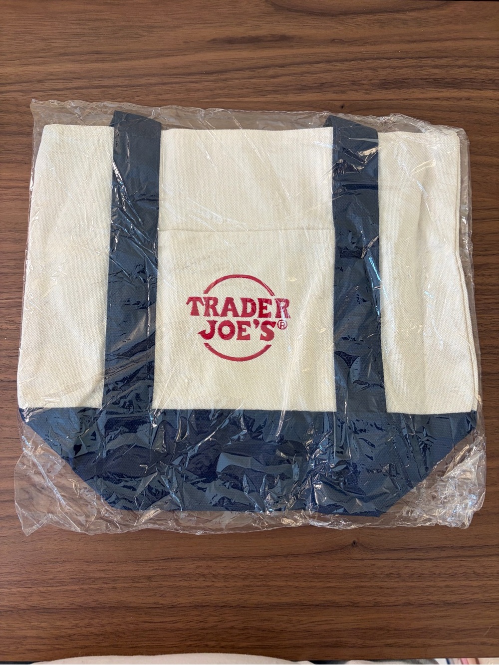Trader Joe’s Mini Canvas Tote Bag Navy Blue New with Tag